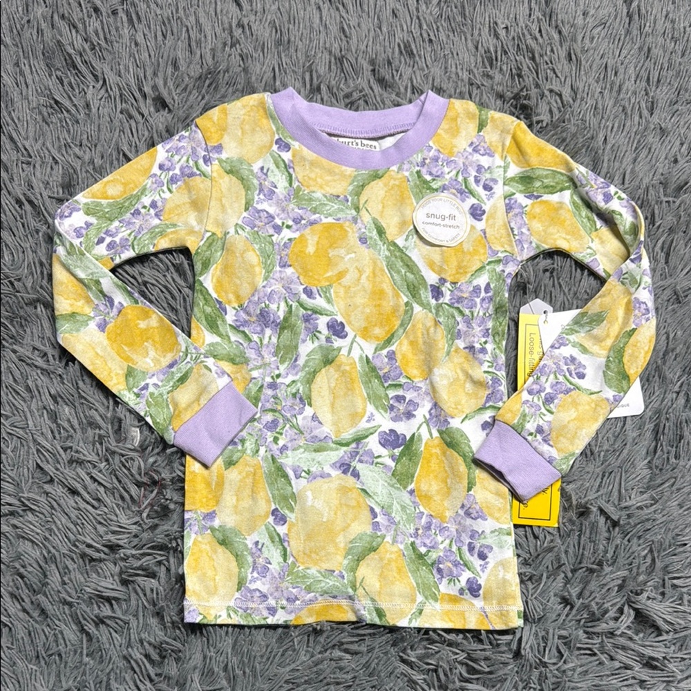 🍋🪻 Burt’s Bees Lemon Floral Long Sleeve Pj Top🪻🍋